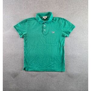MAISON KITSUNE Polo Shirt Mens Small Green Tricolor Fox Cotton Short Sleeve Tops